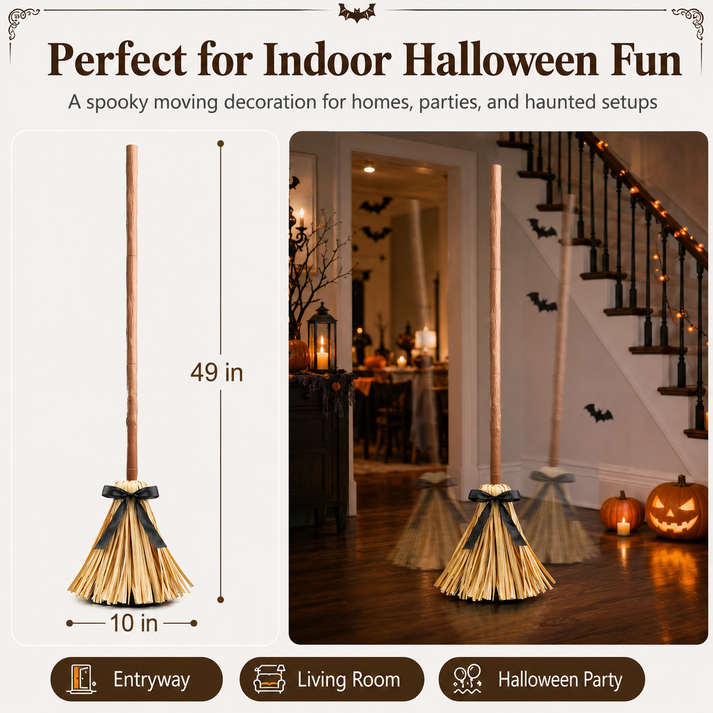 💥Halloween Sale 49% OFF🧙♀️🪄Floating Witch's Broom – Haunted Dancing Broom