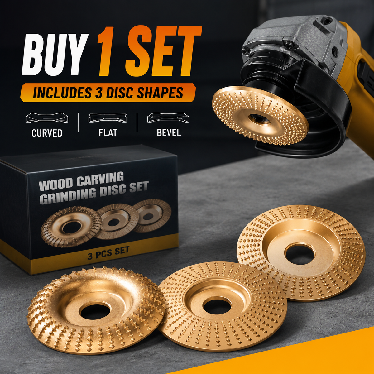 Heavy-Duty Wood Carving Disc Set (3PCS)