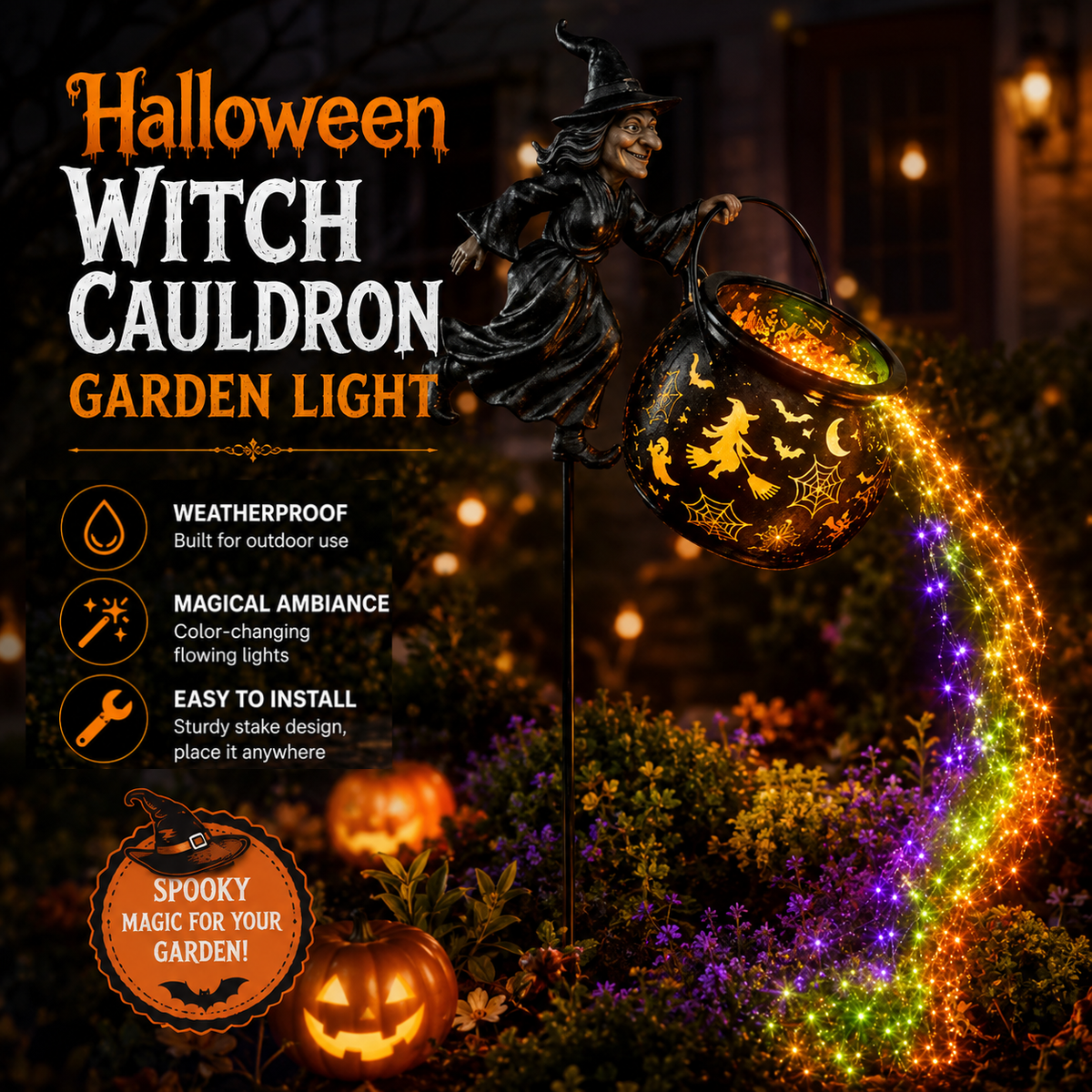 🔥LAST DAY 50% OFF -Halloween Witch Cauldron Garden Light