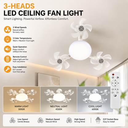 🎁Hot Sale 50% OFF✨Remote-Controlled LED Ceiling Fan Light
