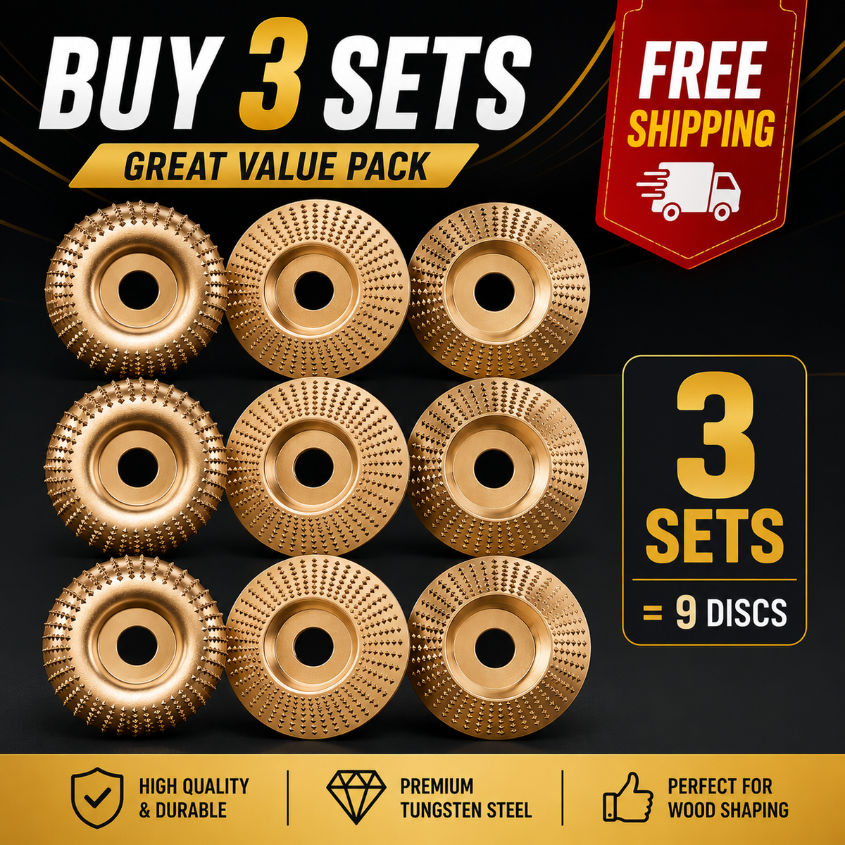 Heavy-Duty Wood Carving Disc Set (3PCS)