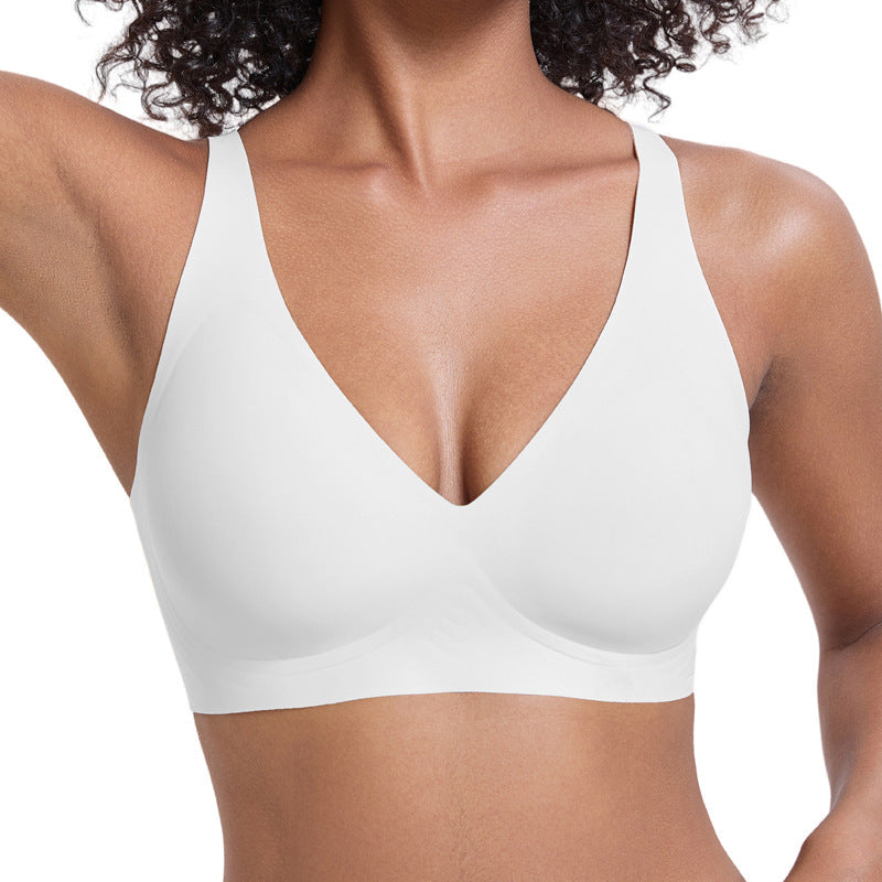 💕 Jelly Wireless Womens Comfortable Wireless Bras Push Up Bralettes Seamless Tshirts Bras Deep V Everyday Bras