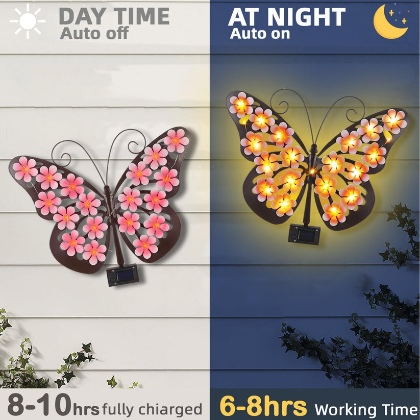 🔥2026 Hot Sales 50% OFF🔥Solar Lights Outdoor Metal Butterfly Wall Decor