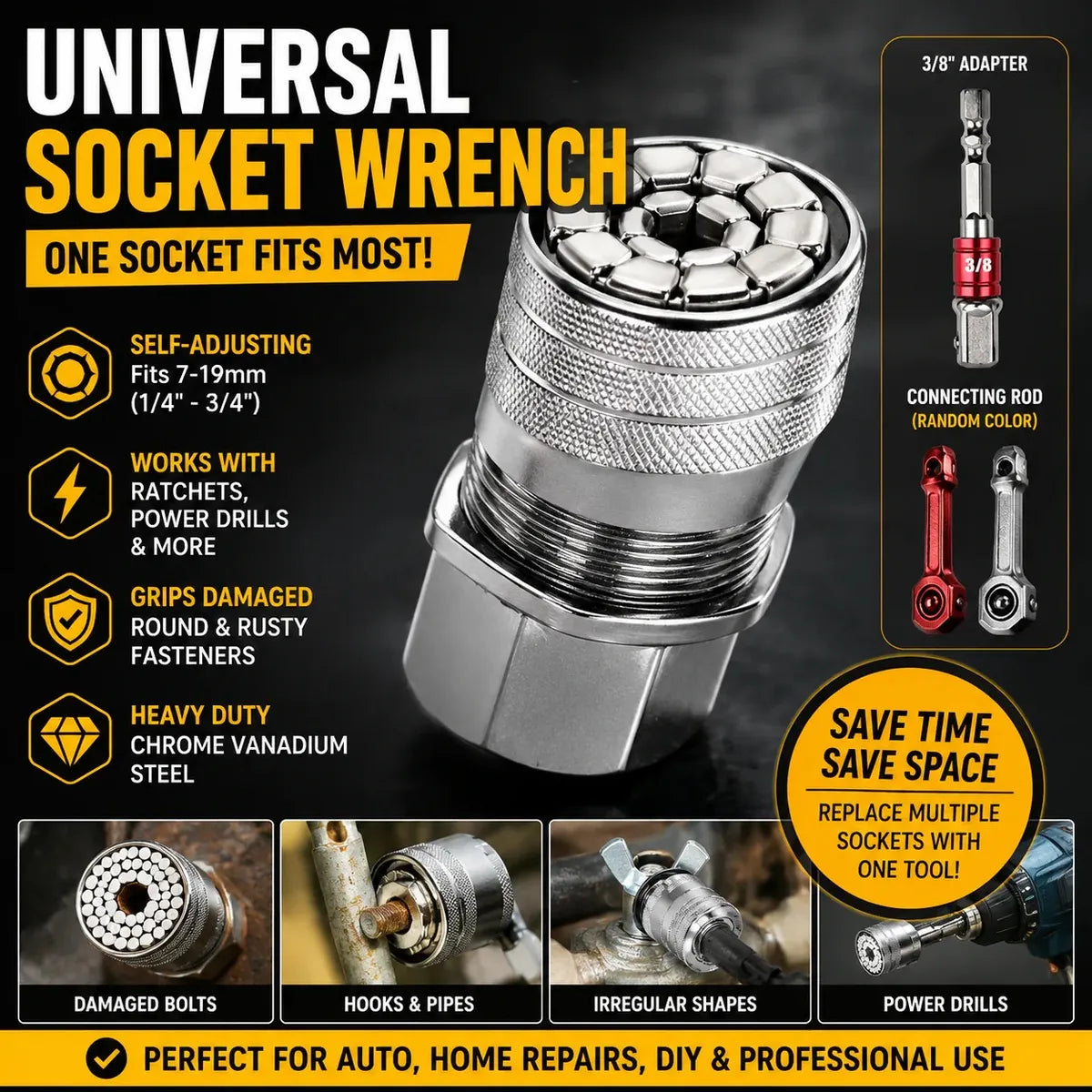 🚗HOT SALE THIS WEEK🔥 Multi-Function Universal Socket Wrench Tool