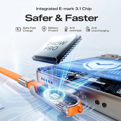 ⚡ Fast Charging Cable 🚀240W Fast Charging + Hidden Foldable Phone Stand