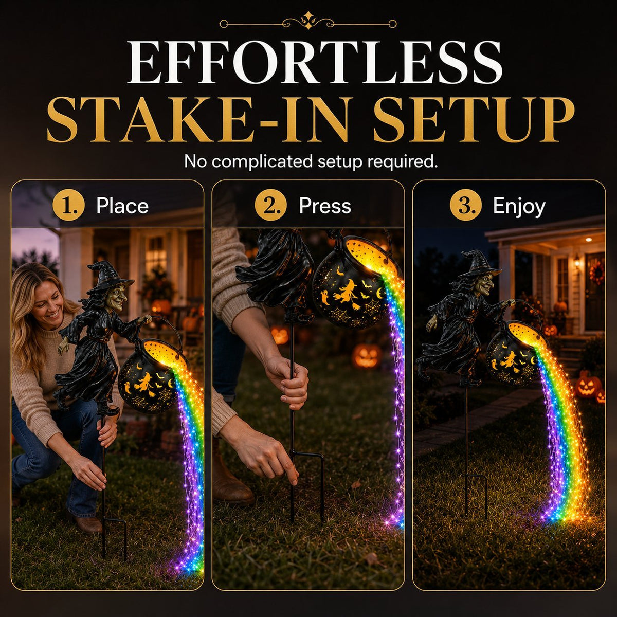 🔥LAST DAY 50% OFF -Halloween Witch Cauldron Garden Light