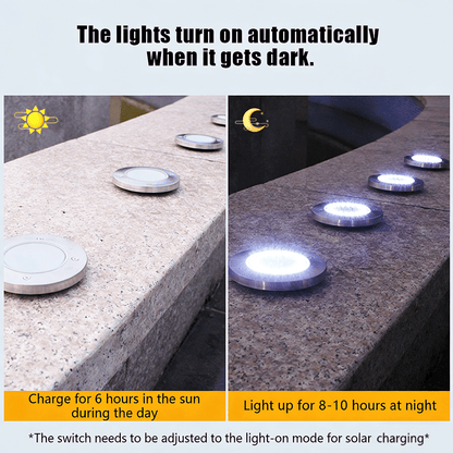 Solar Powered 8-LED Ground Lights | Outdoor Pathway Lighting